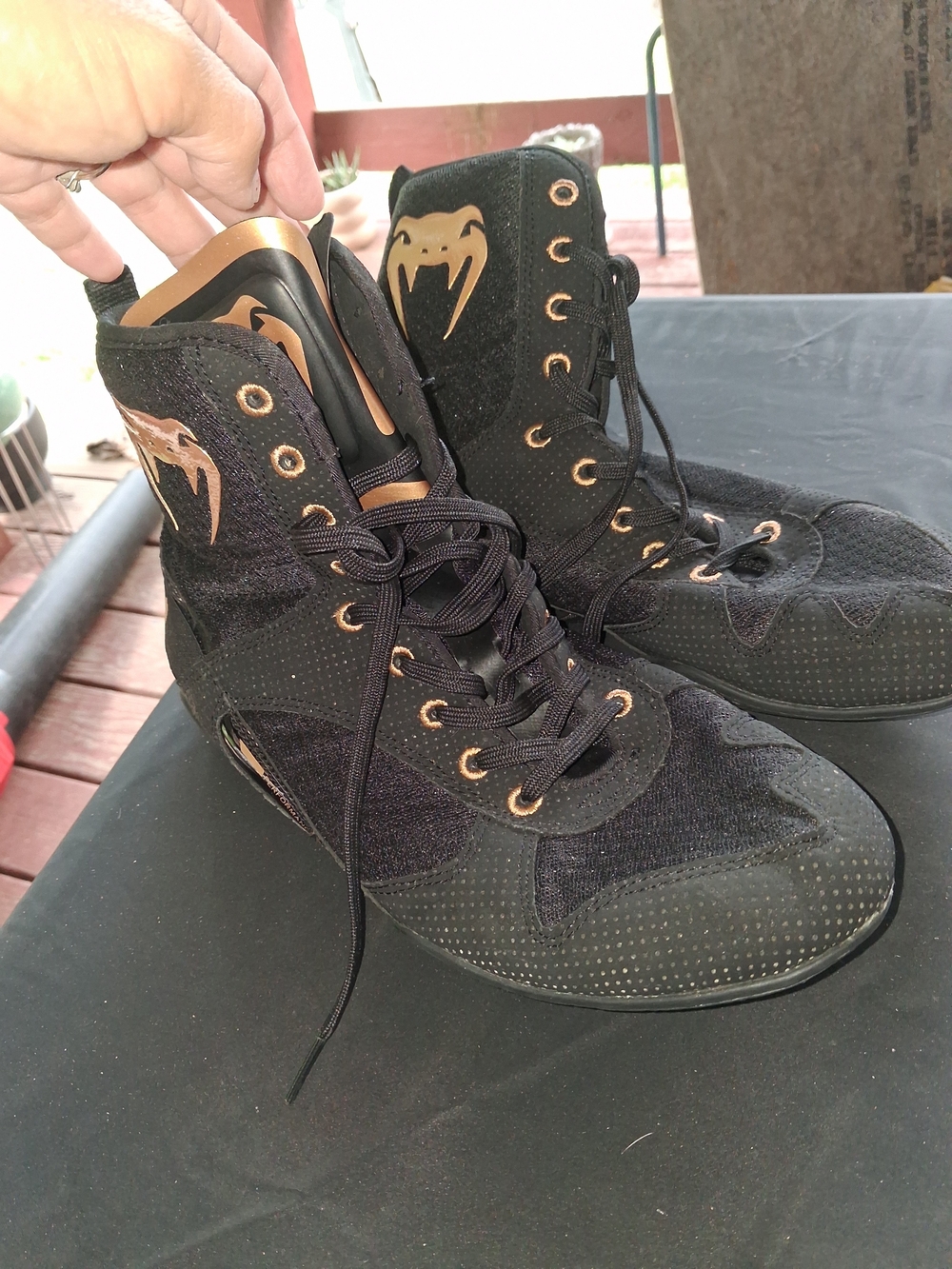 Venum Black and Gold Lace-Up Mens Athletic Boots